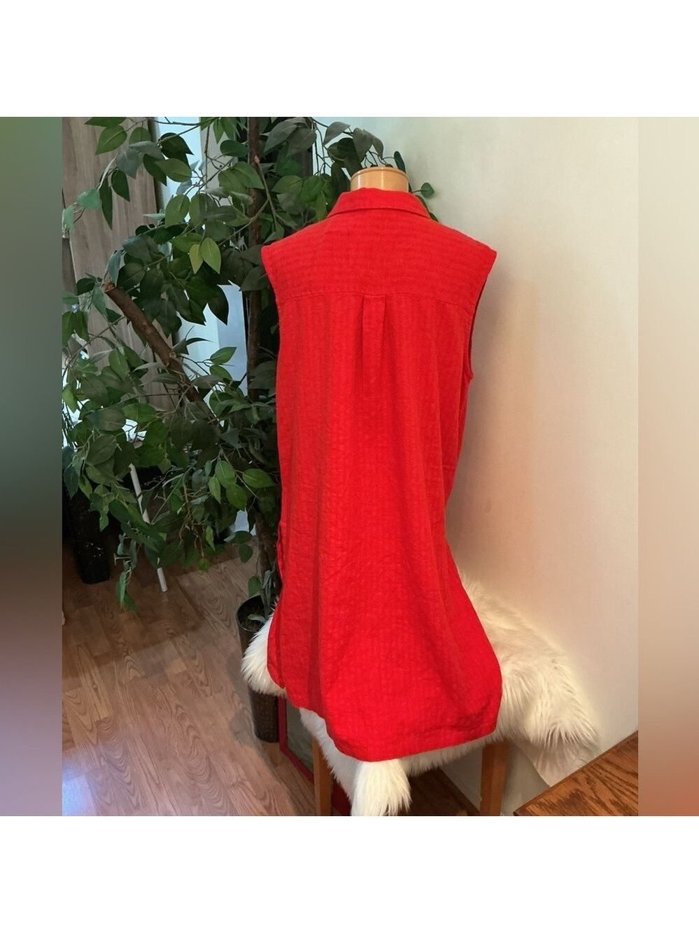 Marc New York linen Red Sleeveless Shirt Dress Womans Size Large NWT - Picture 4 of 12